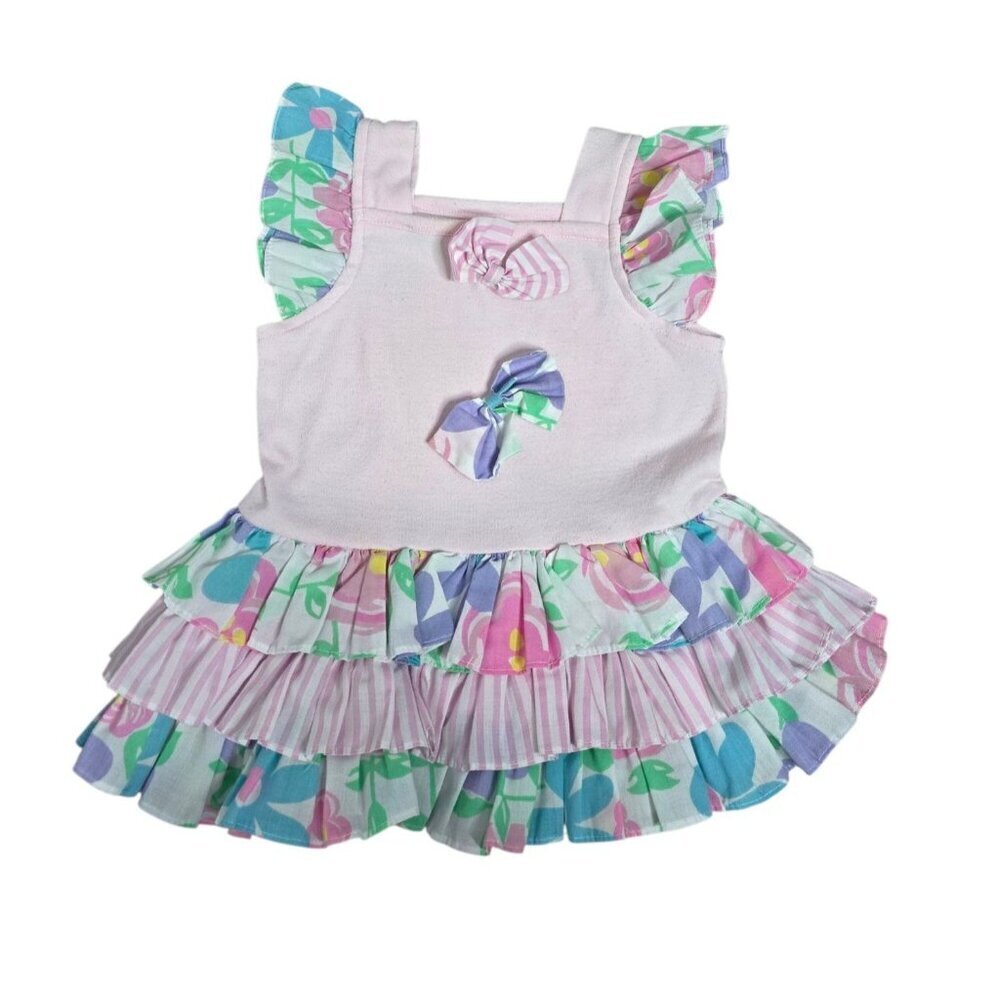 Vintage 90s Colorful Funky Floral Ruffled Dress